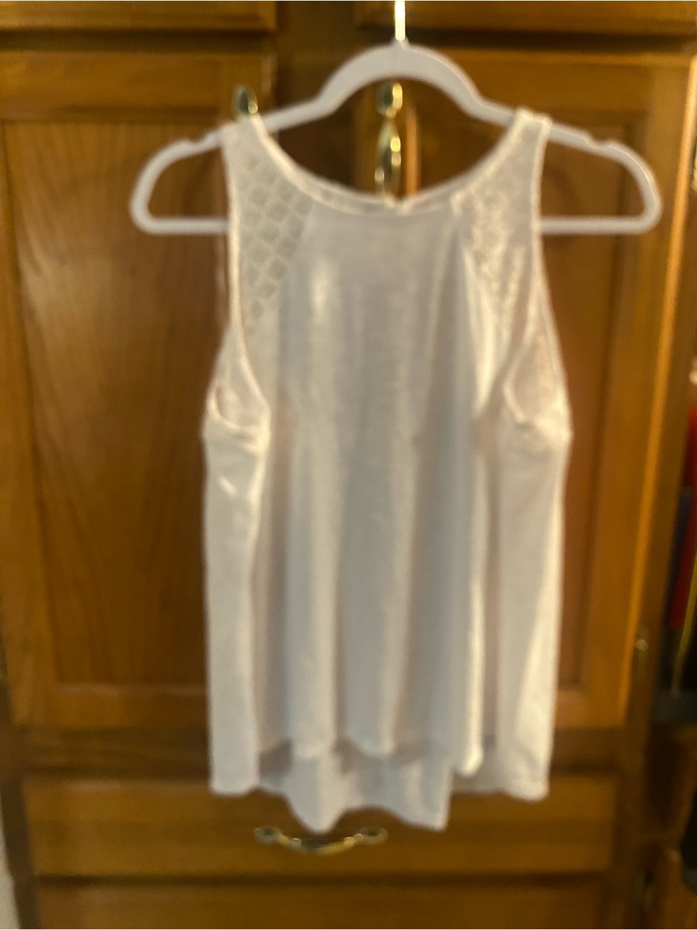 Maurices Cream Lace Yoke Tank Top